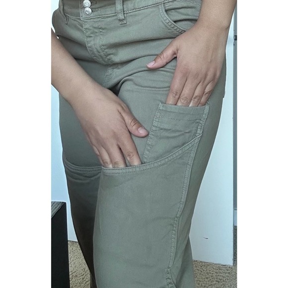 Cargo Pants with Pockets light green size L elastic hem - Picture 1 of 3